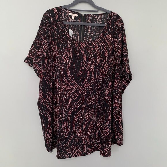 NEW Maurices short sleeve flowy lightweight back zipper detail pullover blouse - Picture 1 of 11